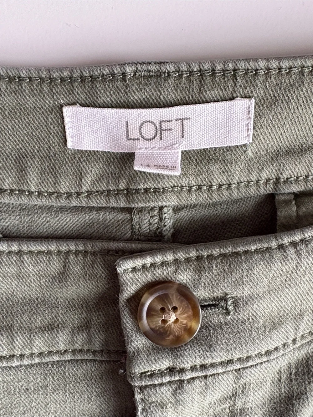 Ann Taylor LOFT The Palmer Wide Leg High Rise Twill Trouser Pant Green 14 - Picture 8 of 10
